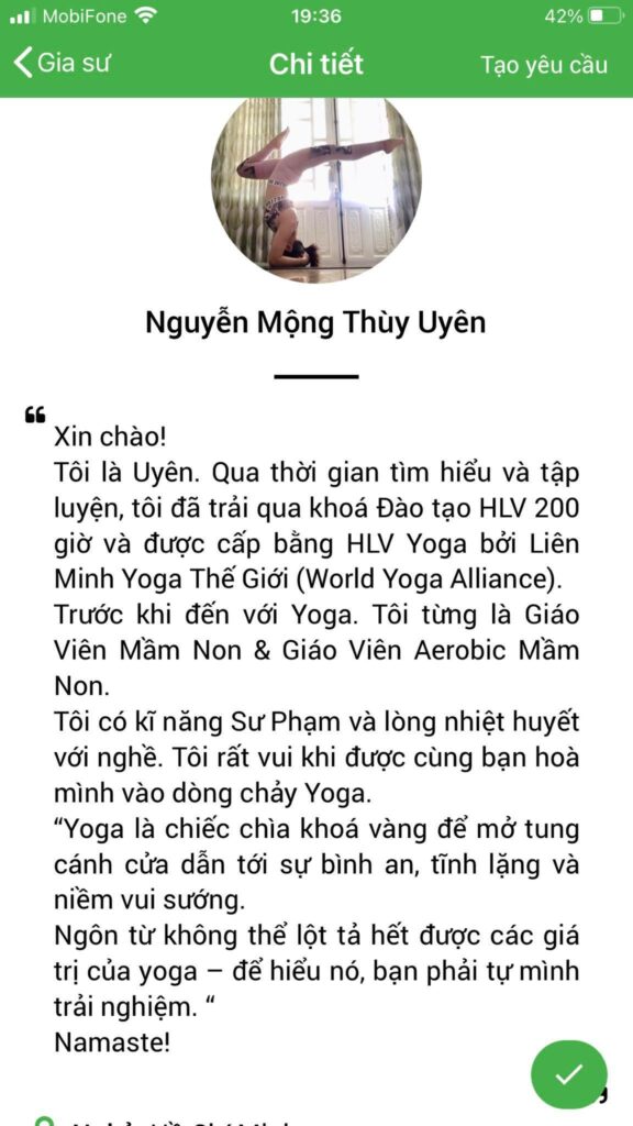 dạy kèm yoga